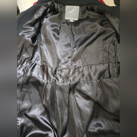 KNITTED DOVE ANTHROPOLOGIE Back and Red Cotton Lined Coat. Size Med - Picture 8 of 13